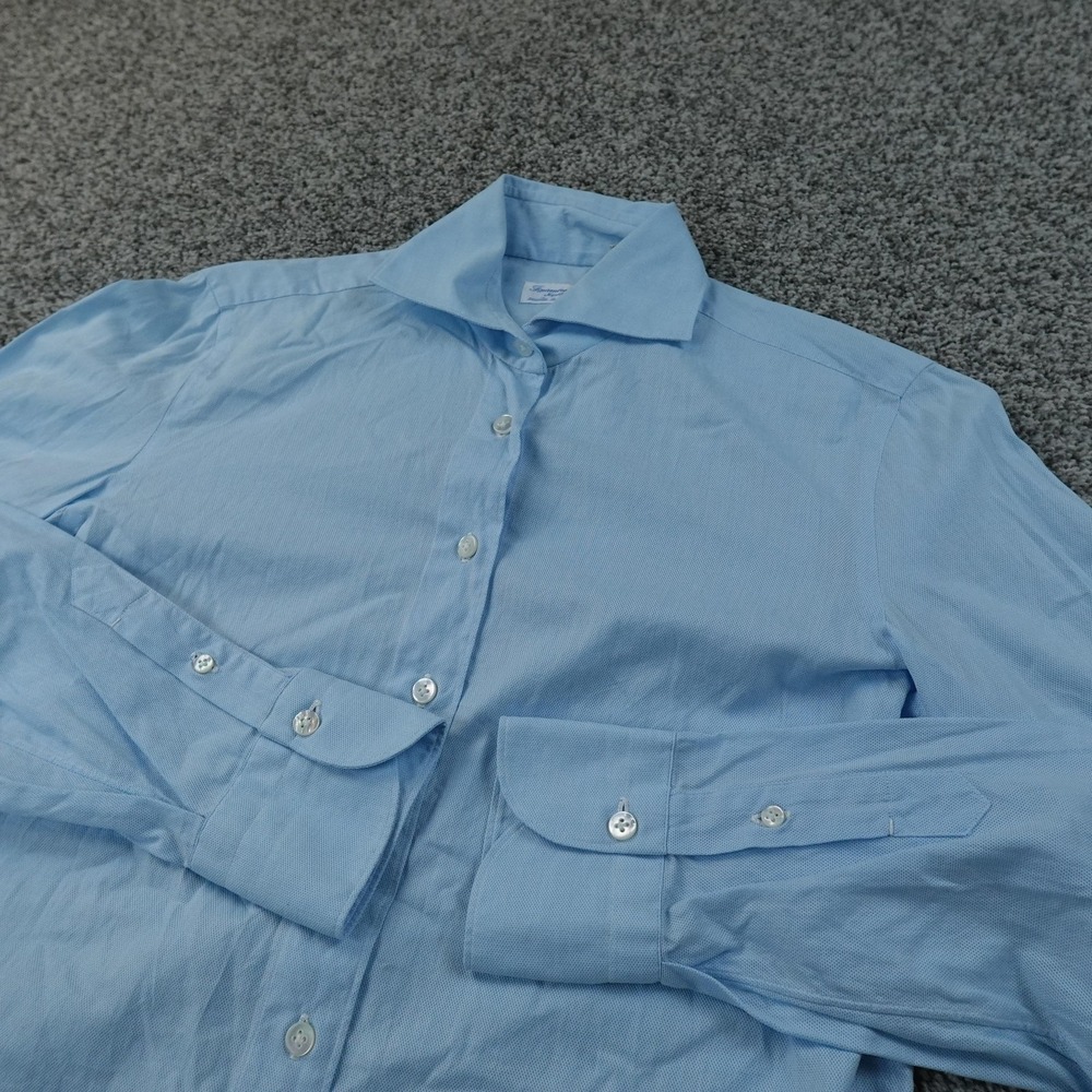 Finamore 1925 Napoli Shirt Mens S 46 Blue Long Sleeve Dress Button Up Top Italy